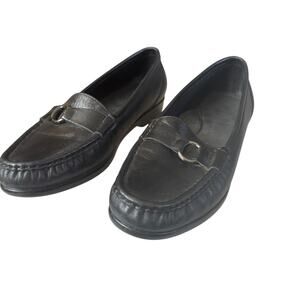 SAS Jewell Slip On Loafer Shoes Black Leather size 9.5 N Narrow